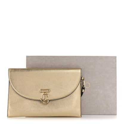 Jimmy Choo Metallic Calfskin JC Envelope Pouch Gold 8 of 8