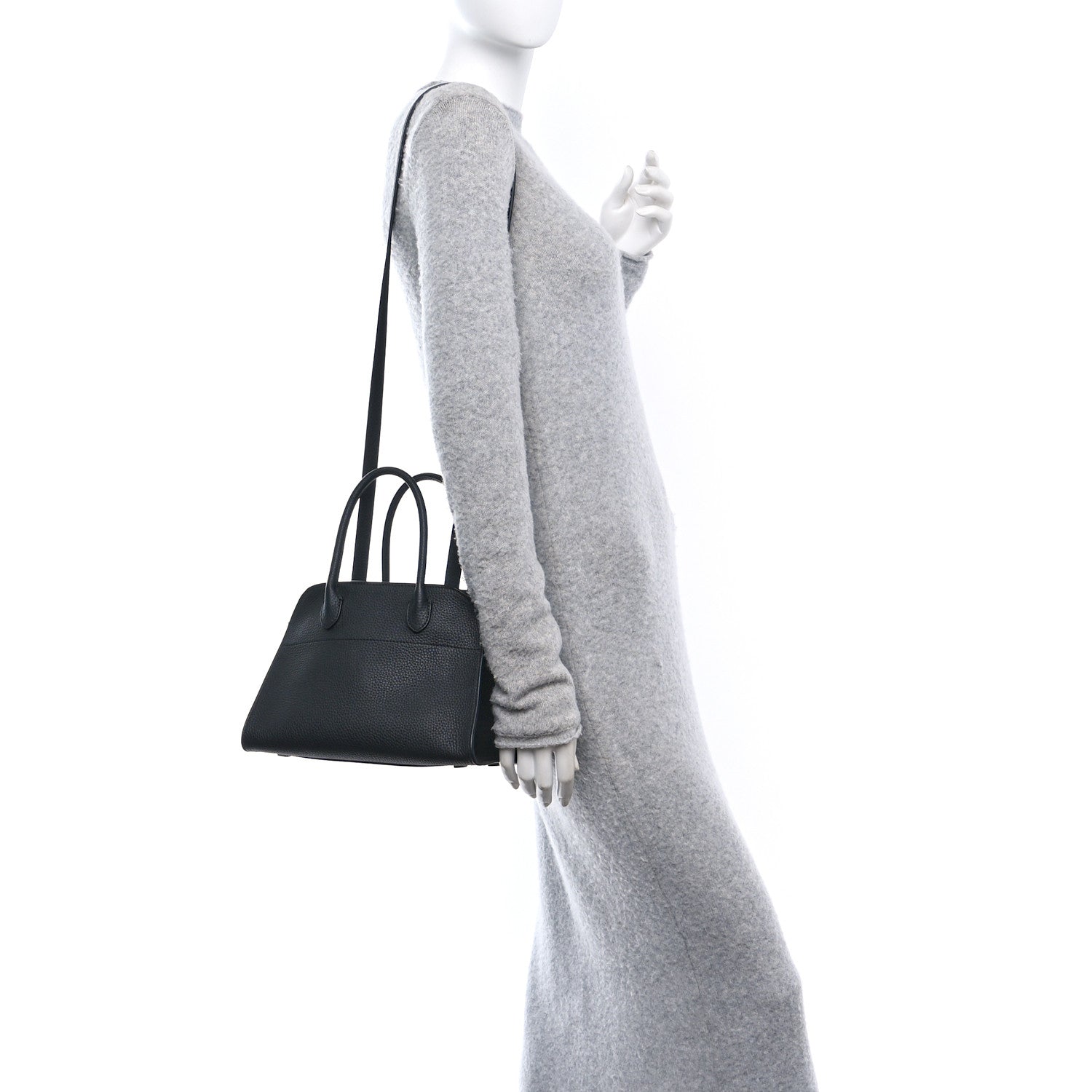 The Row Grained Calfskin Soft Margaux 10 Bag Black 2 of 9