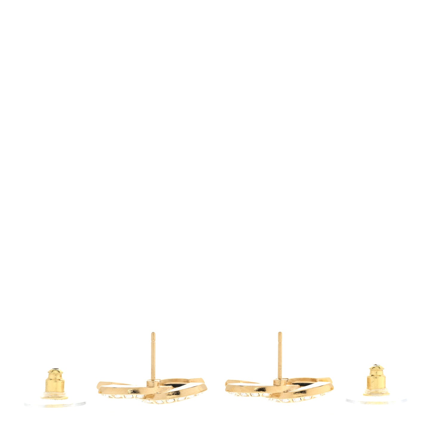 Baguette Crystal Enamel CC Earrings Black Gold