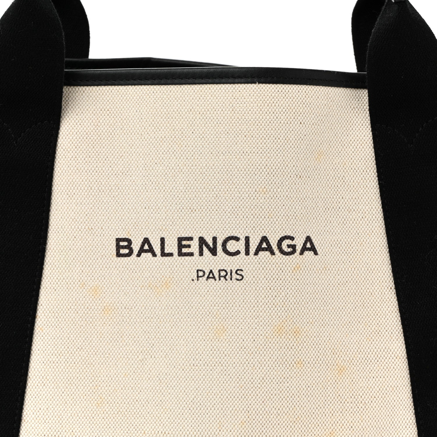 Balenciaga Cotton Canvas Satin Calfskin S Navy Cabas Natural Black 9 of 11