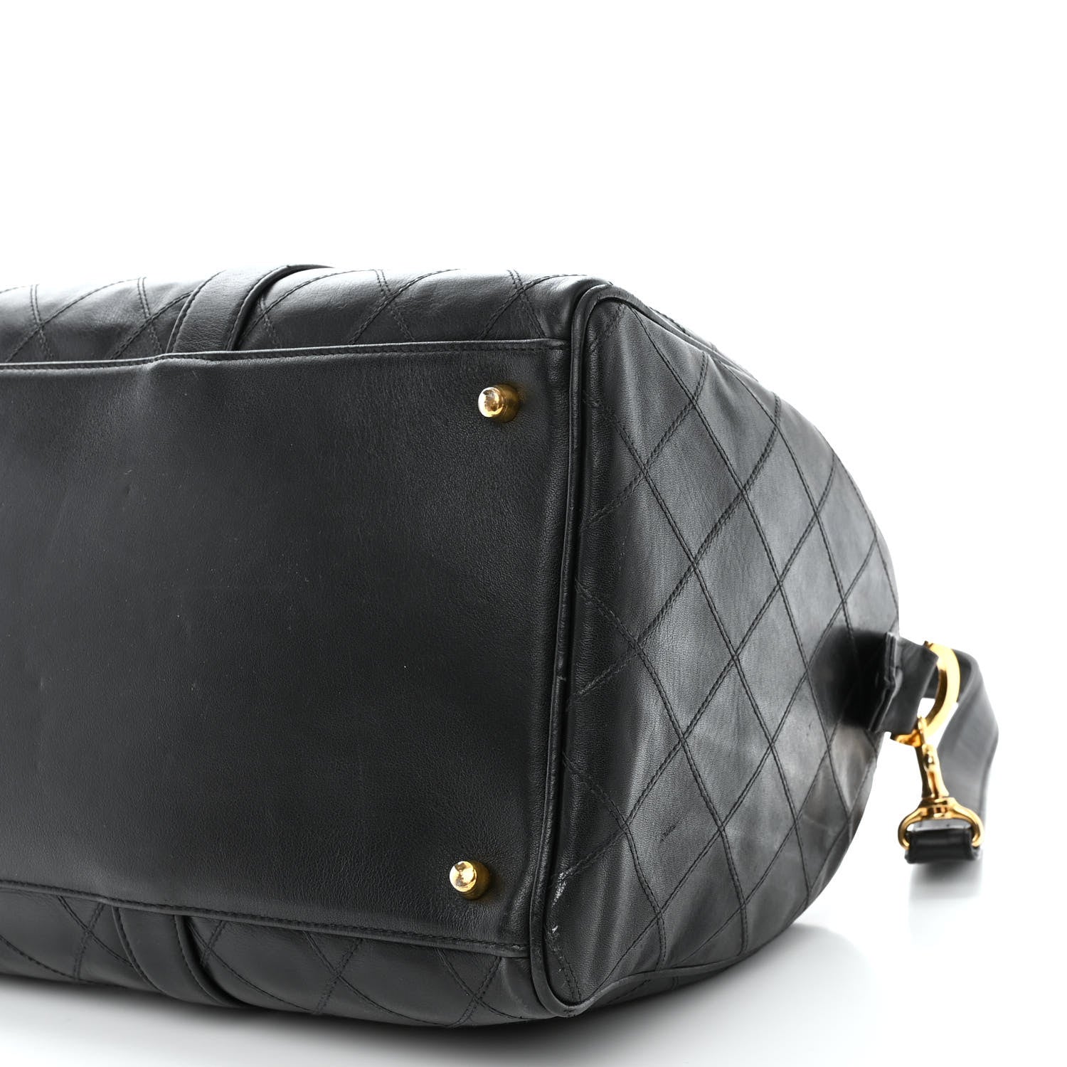 Chanel Calfskin Diamond Stitched Duffle Bag Black 11 of 11