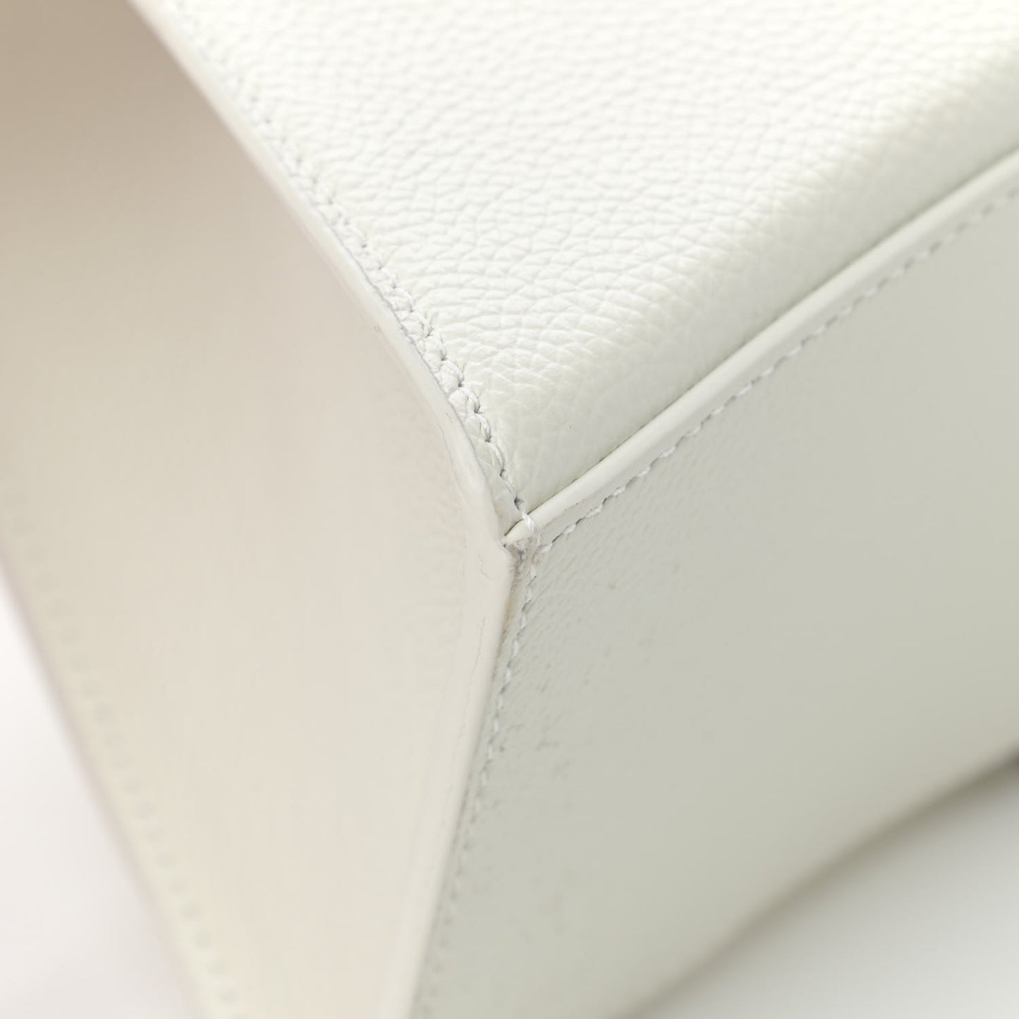 Grained Calfskin Small Hourglass Top Handle Bag White