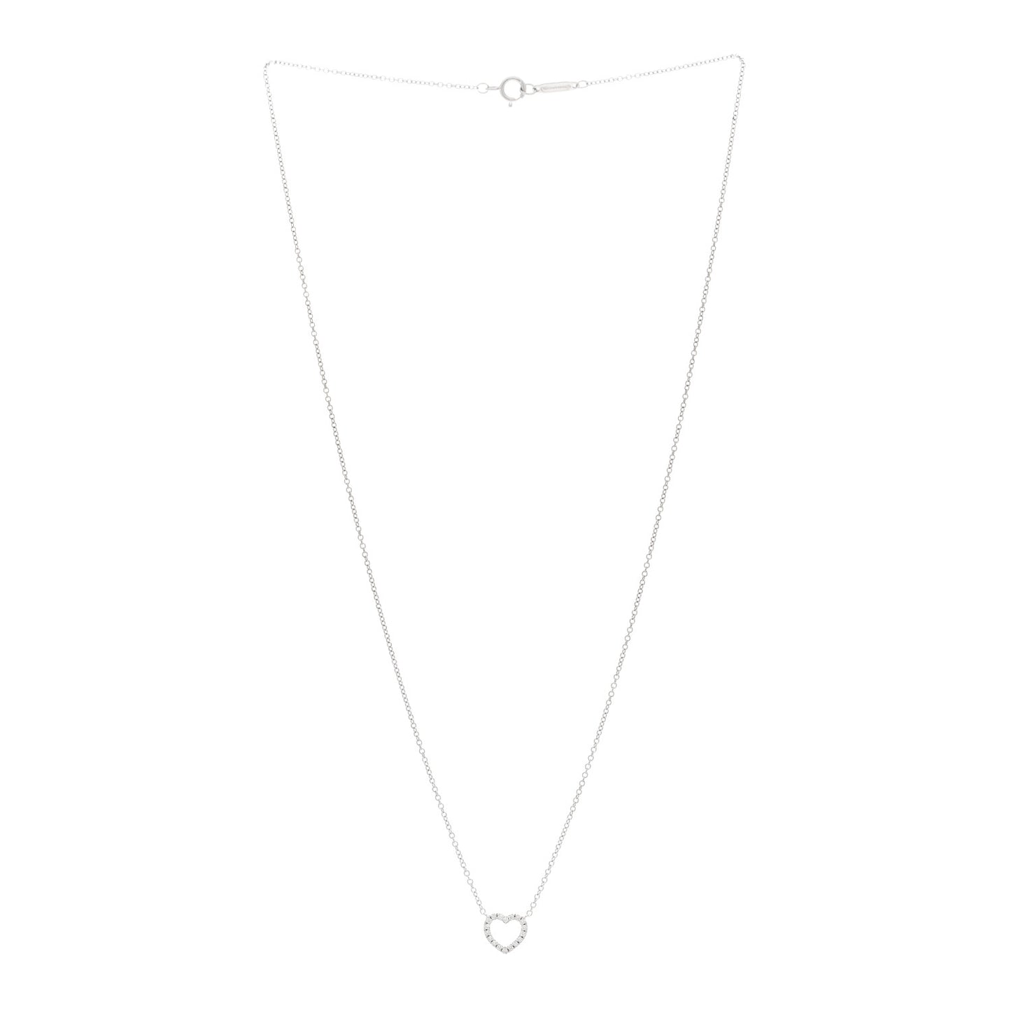 18K White Gold Diamond Metro Heart Pendant Necklace