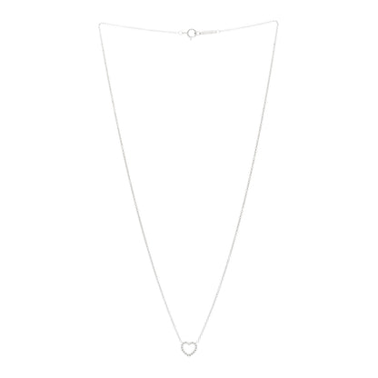 Tiffany 18K White Gold Diamond Metro Heart Pendant Necklace 3 of 4