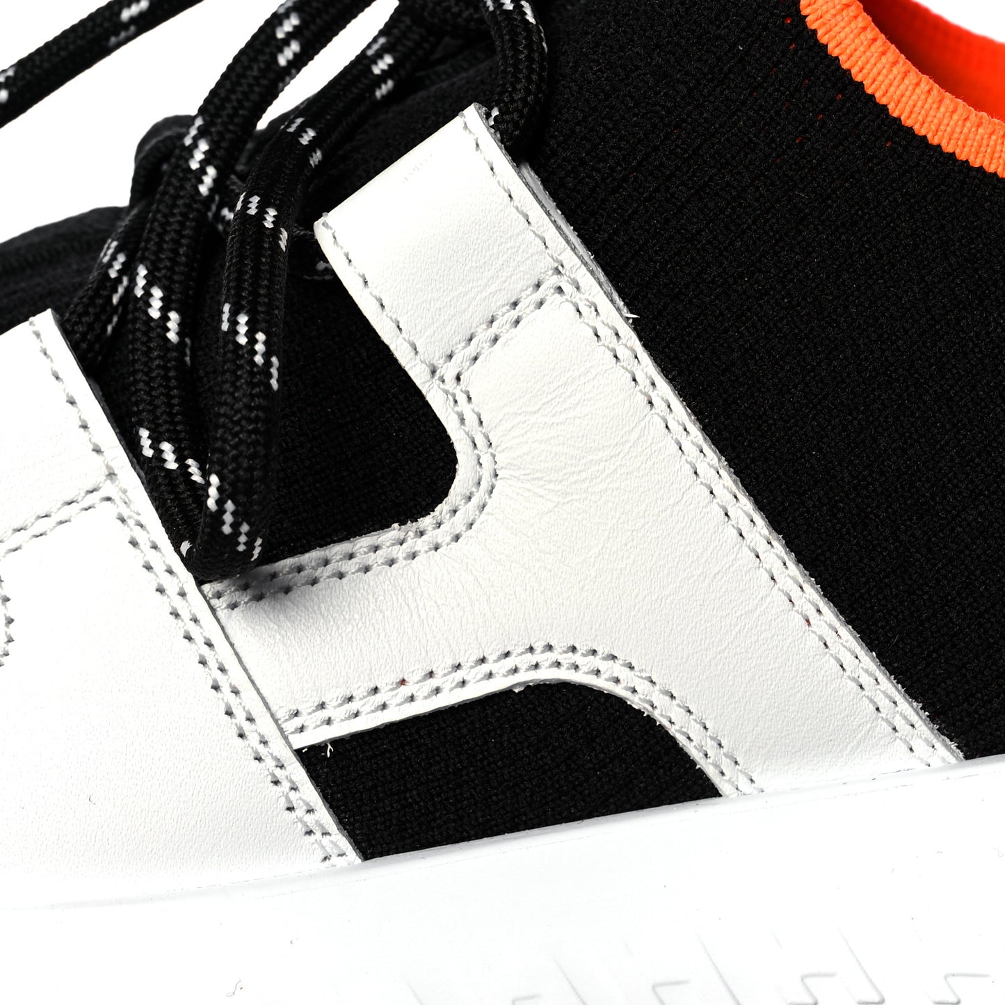 Technical Canvas Calfskin Womens Duel Sneakers 36 White Black