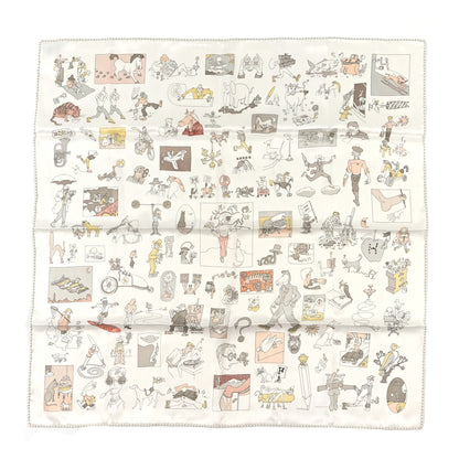 Hermes Silk Carre Libre Scarf 70 White Gris Rose 1 of 5