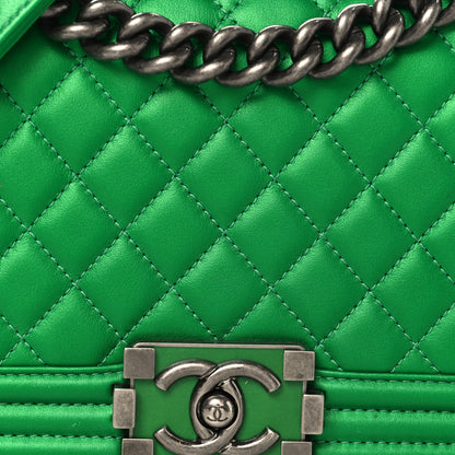 Chanel Metallic Calfskin Quilted Medium Boy Flap Green 8 of 10
