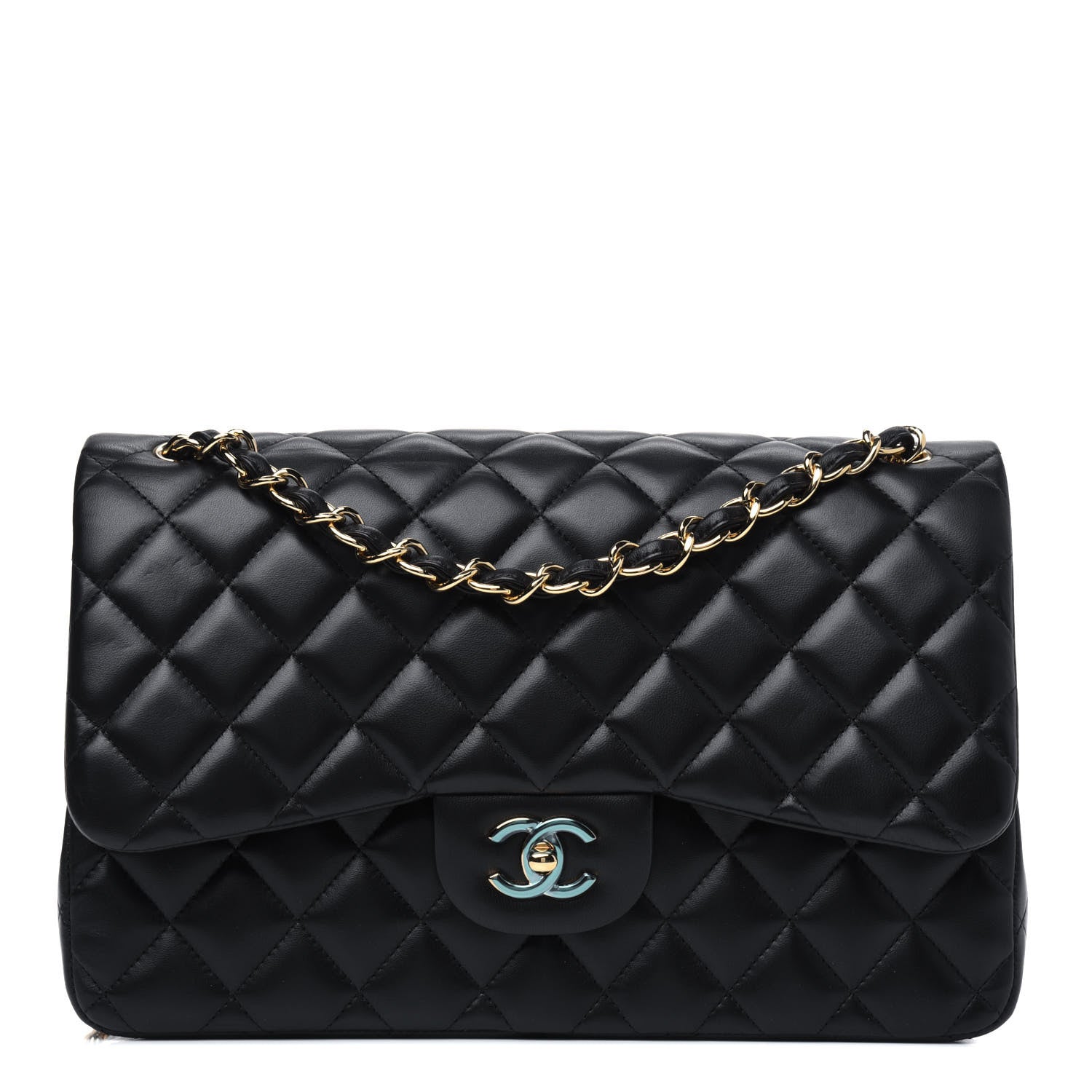 Chanel Lambskin Quilted Jumbo Double Flap Black 1 of 5