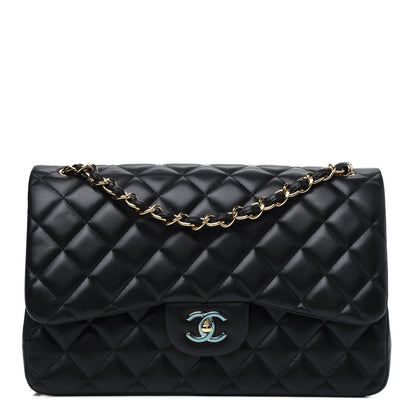 Chanel Lambskin Quilted Jumbo Double Flap Black 1 of 5