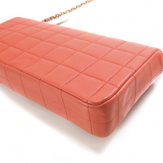 Lambskin East West Chocolate Bar Classic Flap Red