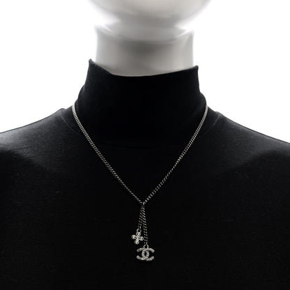 Chanel Ruthenium Crystal Flower CC Lariat Necklace 2 of 5