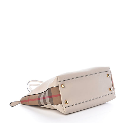 Burberry Derby Calfskin House Check Medium Welburn Tote Limestone 4 of 9