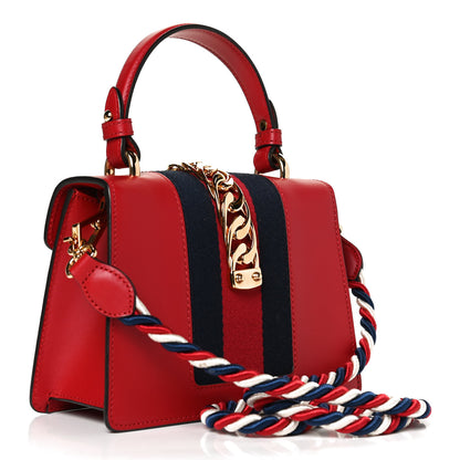 Gucci Calfskin Mini Sylvie Top Handle Bag Hibiscus Red 2 of 10