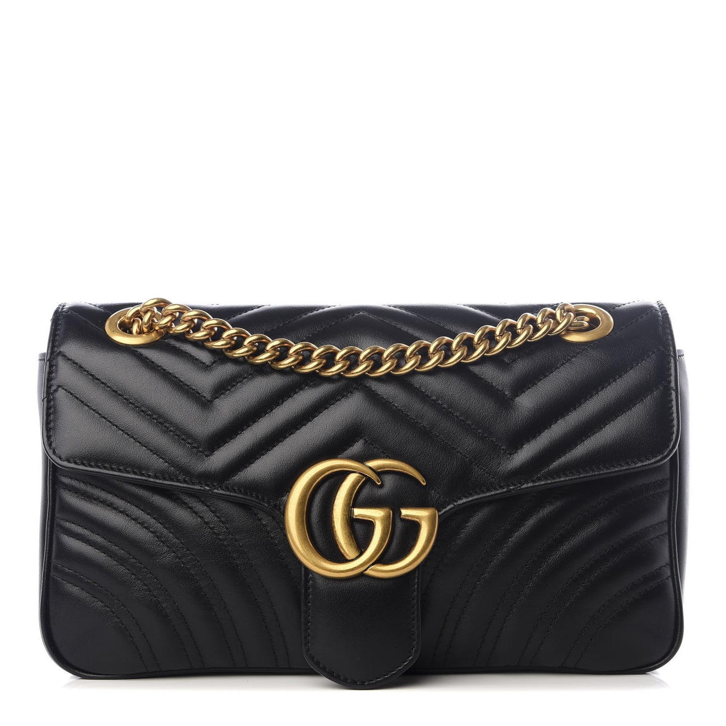 Calfskin Matelasse Small GG Marmont Shoulder Bag Black