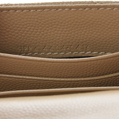 Saint Laurent Grain De Poudre Matelasse Chevron Small Monogram Envelope Wallet Dark Beige 10 of 11