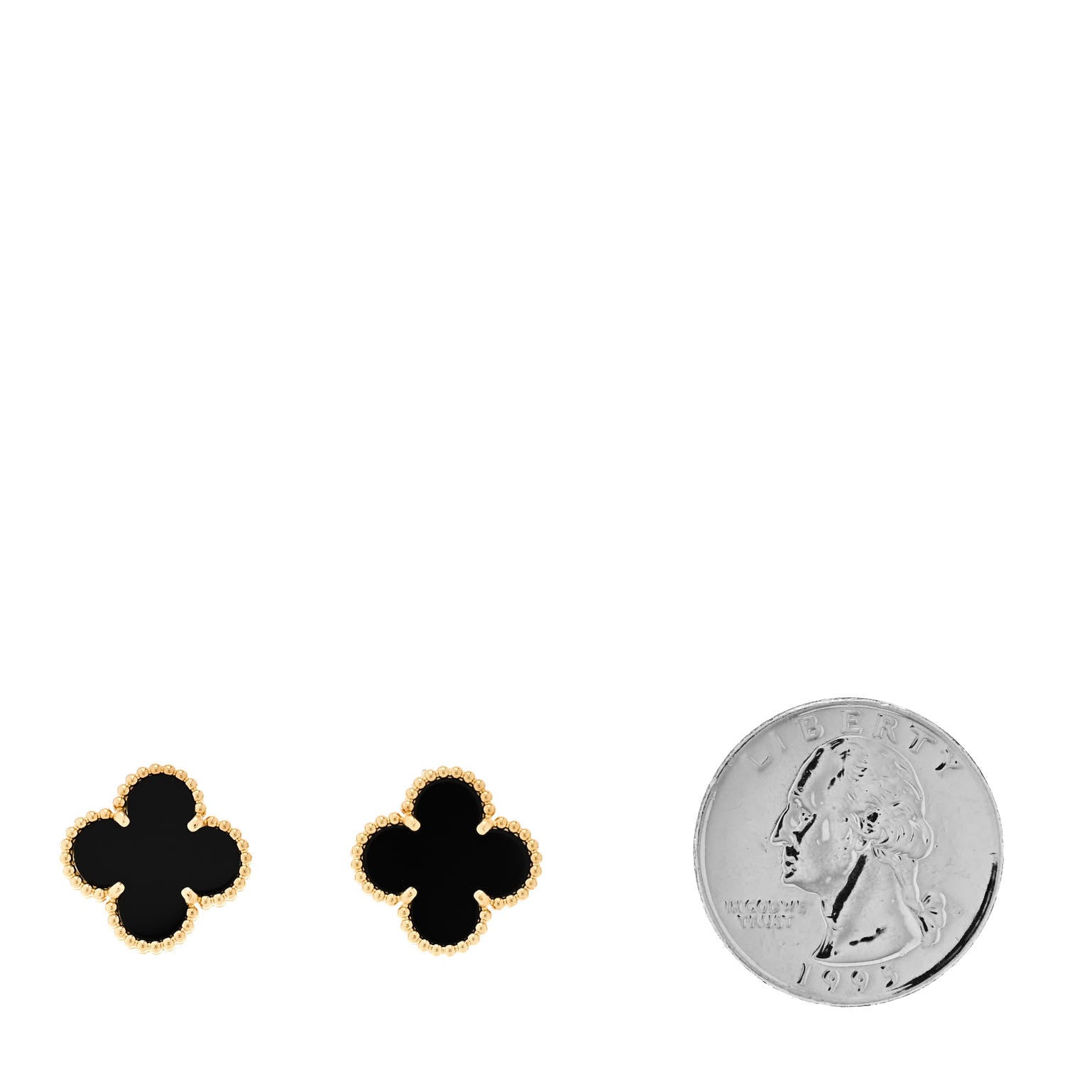 Van Cleef & Arpels 18K Yellow Gold Black Onyx Vintage Alhambra Earrings 2 of 5