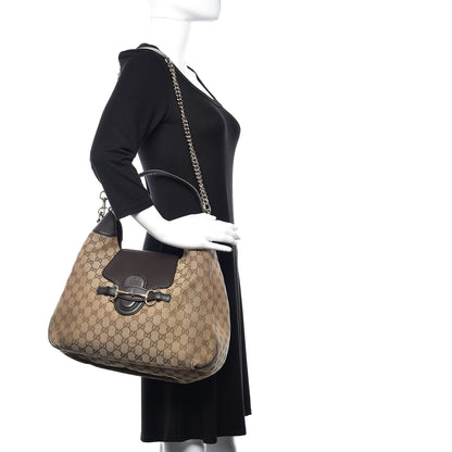 Gucci Monogram Margaux Calfskin Medium Emily Hobo Beige Ebony Cocoa 2 of 11
