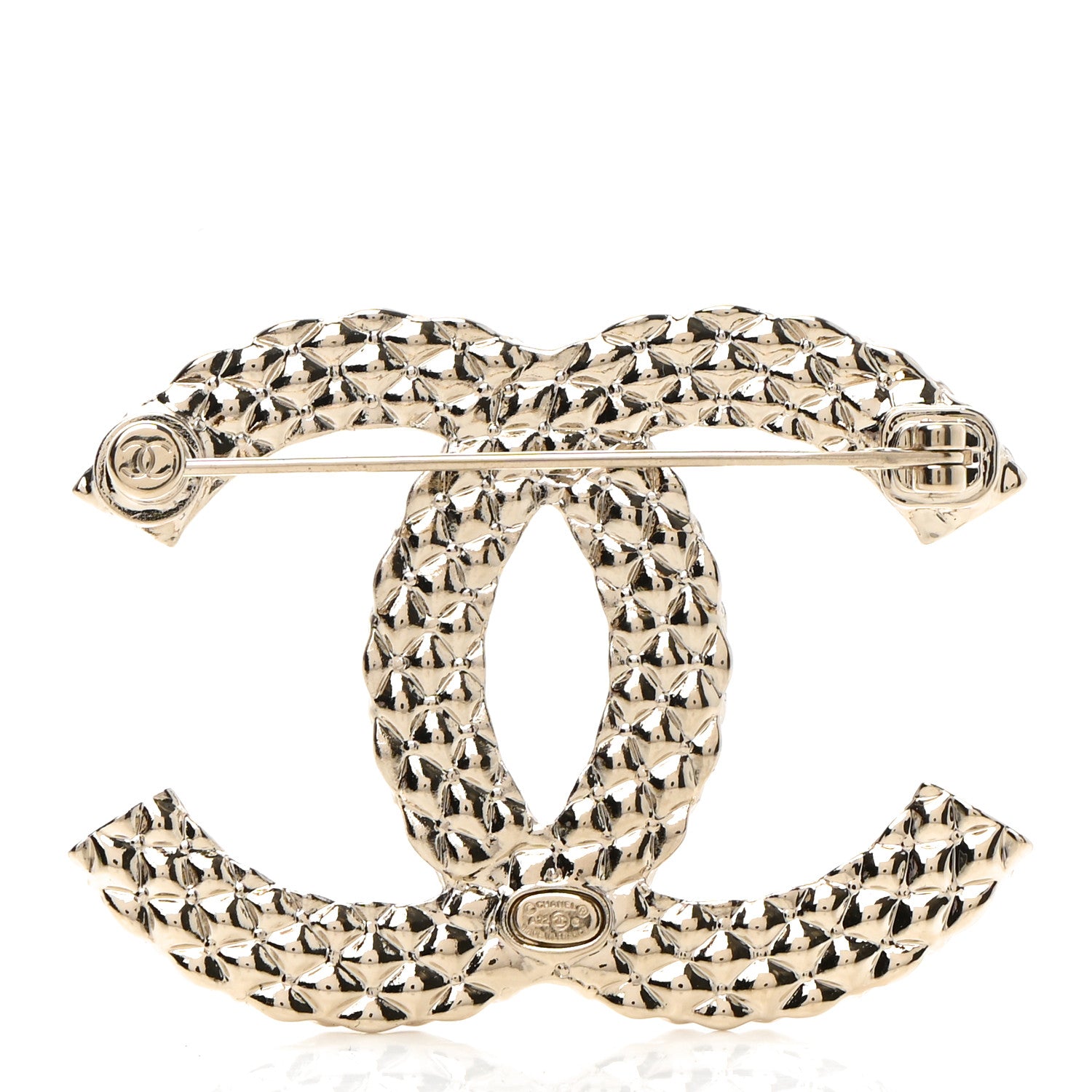 Chanel Metal Crystal Baguette CC Brooch Gold 3 of 5