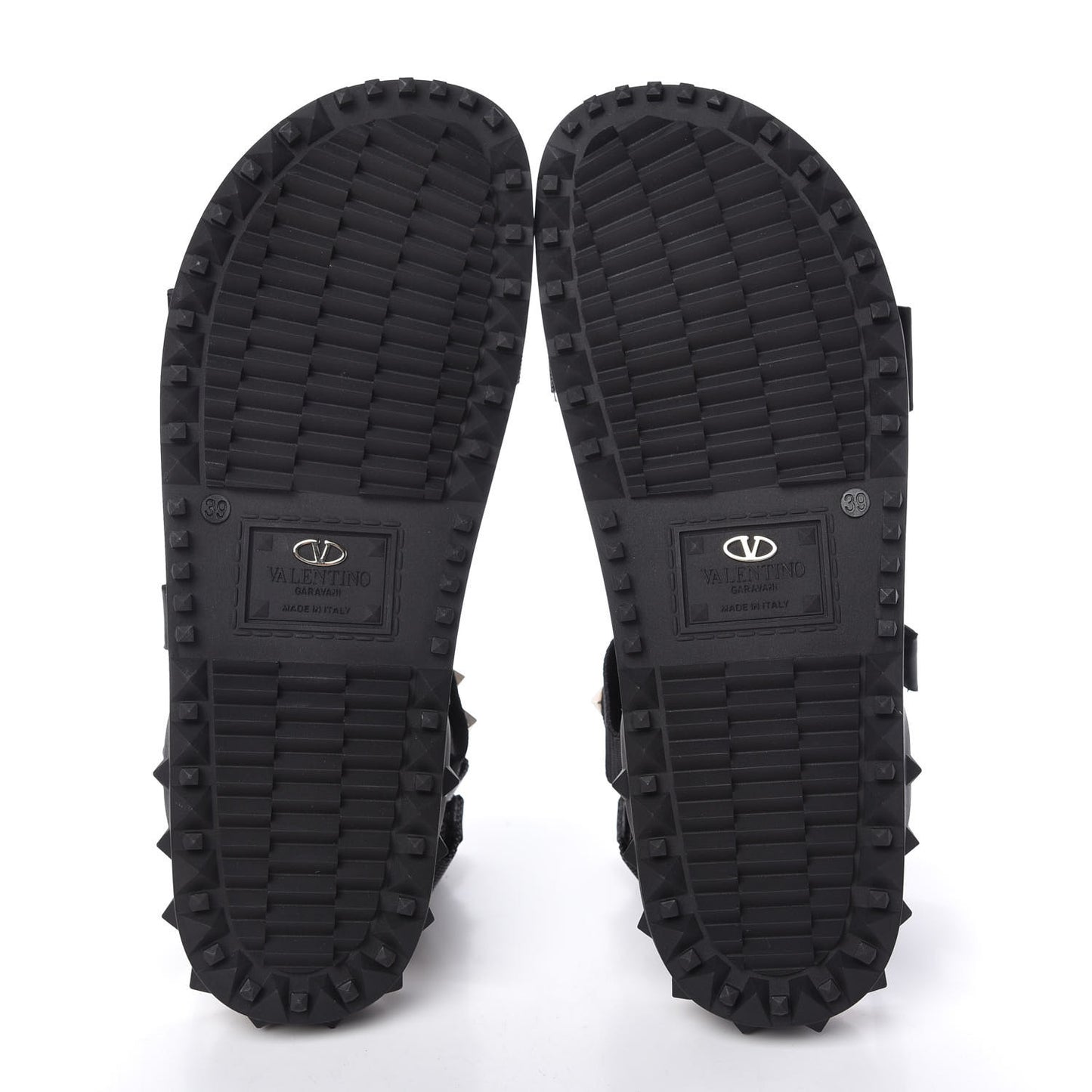 Nylon Rockstud Velcro Espadrille Sandals 39 Black
