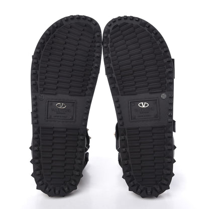 Valentino Garavani Nylon Rockstud Velcro Espadrille Sandals 39 Black 5 of 9