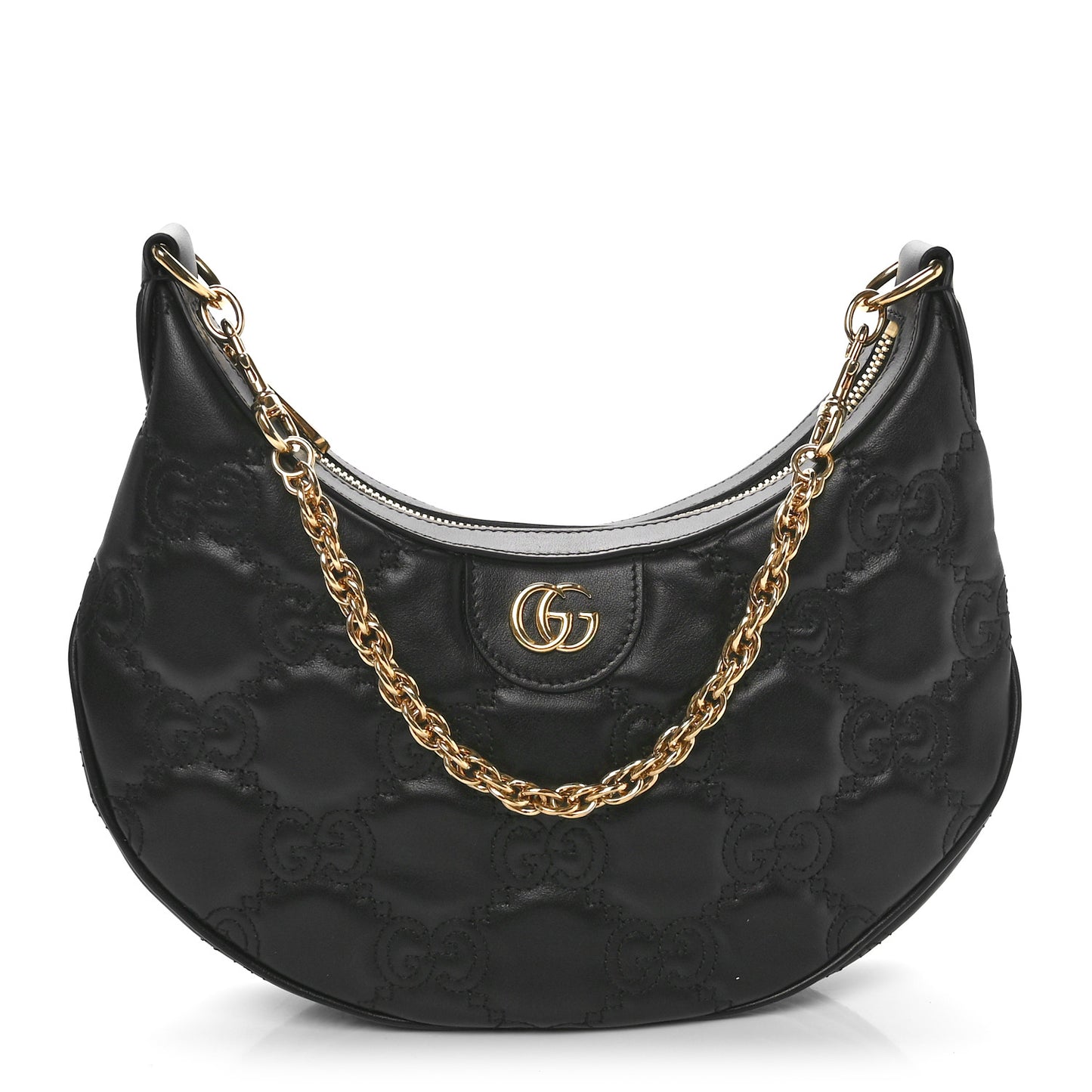 Calfskin GG Matelasse Small Hobo Shoulder Bag Black