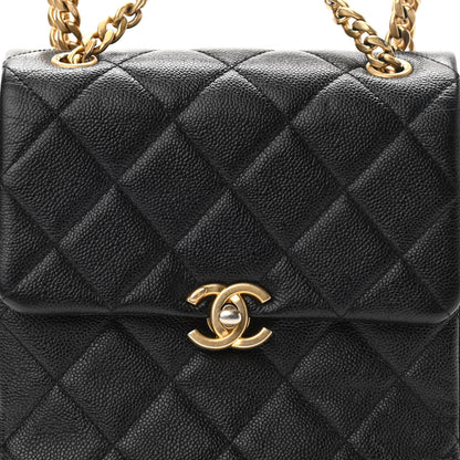 Chanel Shiny Caviar Quilted Chain Melody Backpack Black 8 of 10