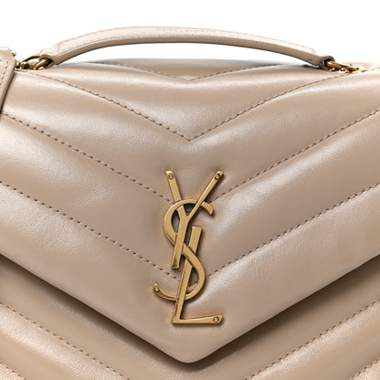 Saint Laurent Calfskin Y Quilted Monogram Small Loulou Chain Satchel Dark Beige 9 of 11