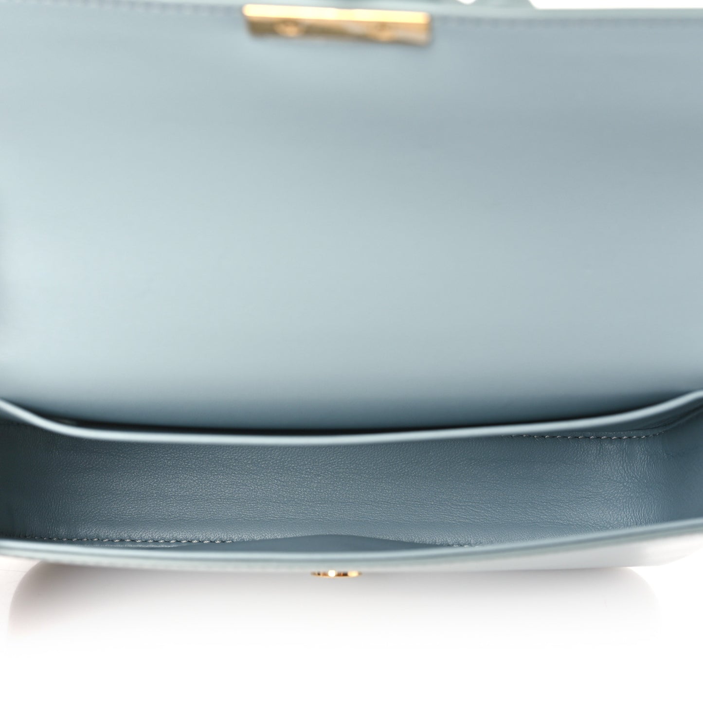 Shiny Calfskin Cuir Triomphe Chain Shoulder Bag Ice Blue