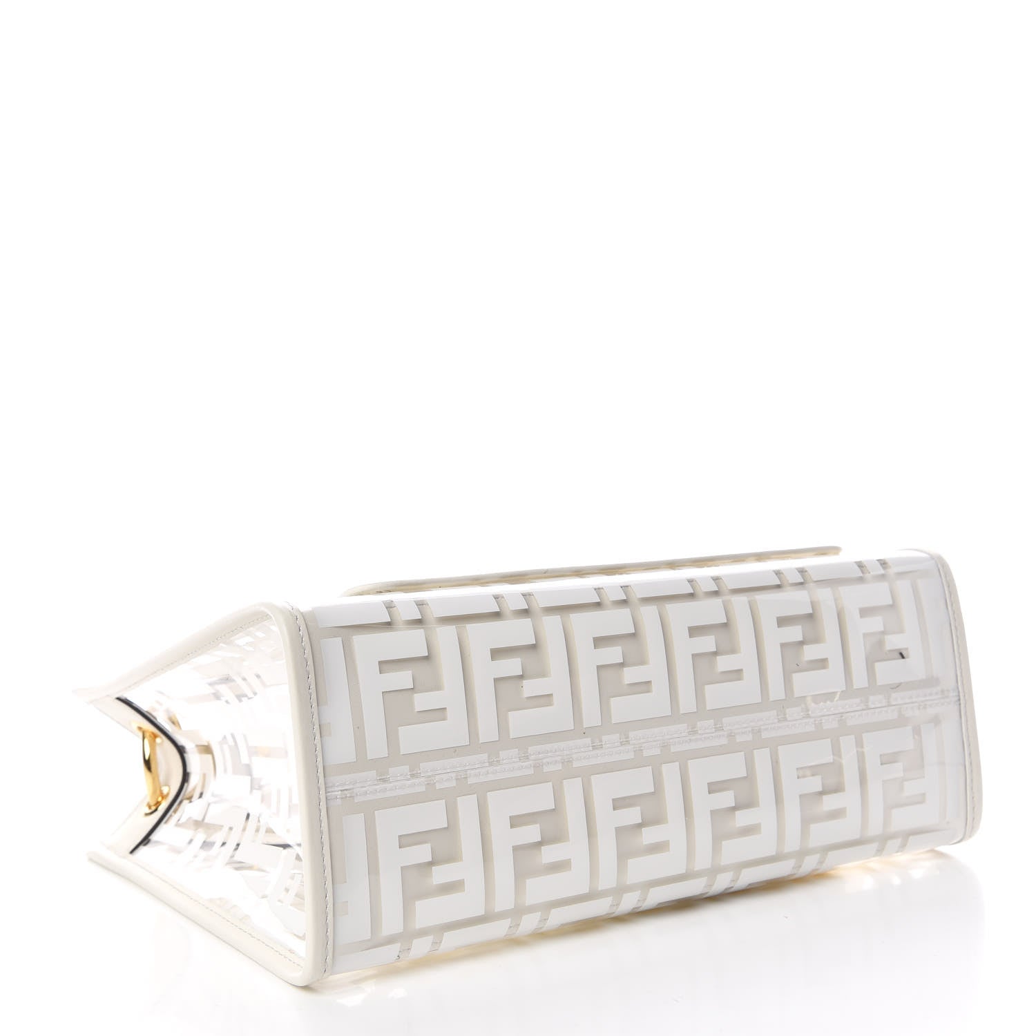 Fendi TPU FF Vitello Century Plexiglass Small Runaway Shopper Tote White 4 of 7