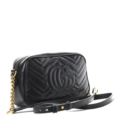 Gucci Calfskin Matelasse Small GG Marmont Chain Shoulder Bag Black 3 of 12
