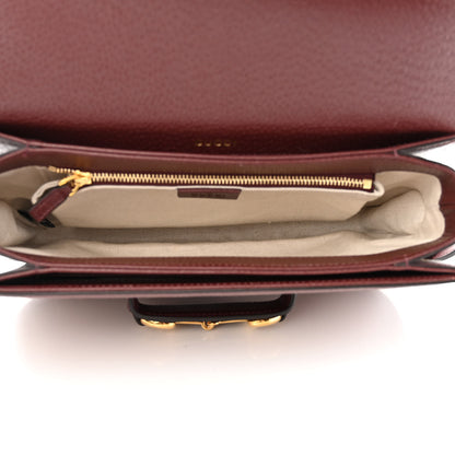 Gucci Monogram Textured Dollar Calfskin Horsebit 1955 Shoulder Bag Sahara Rubino Chardonnay 5 of 10
