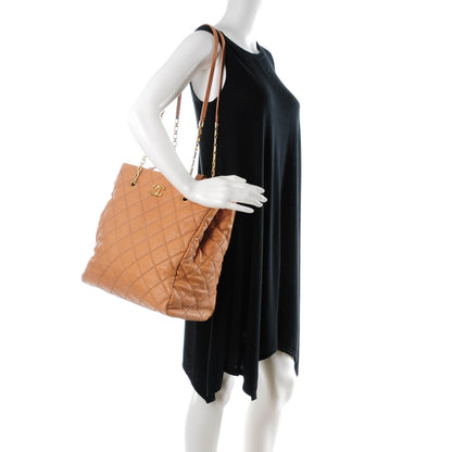Chanel Calfskin Quilted Large Retro Chain Tote Dark Beige 2 of 7