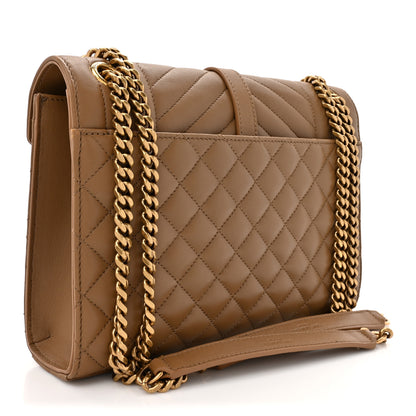 Saint Laurent Lambskin Mixed Matelasse Triquilt Medium Monogram Satchel Dark Cork 3 of 13