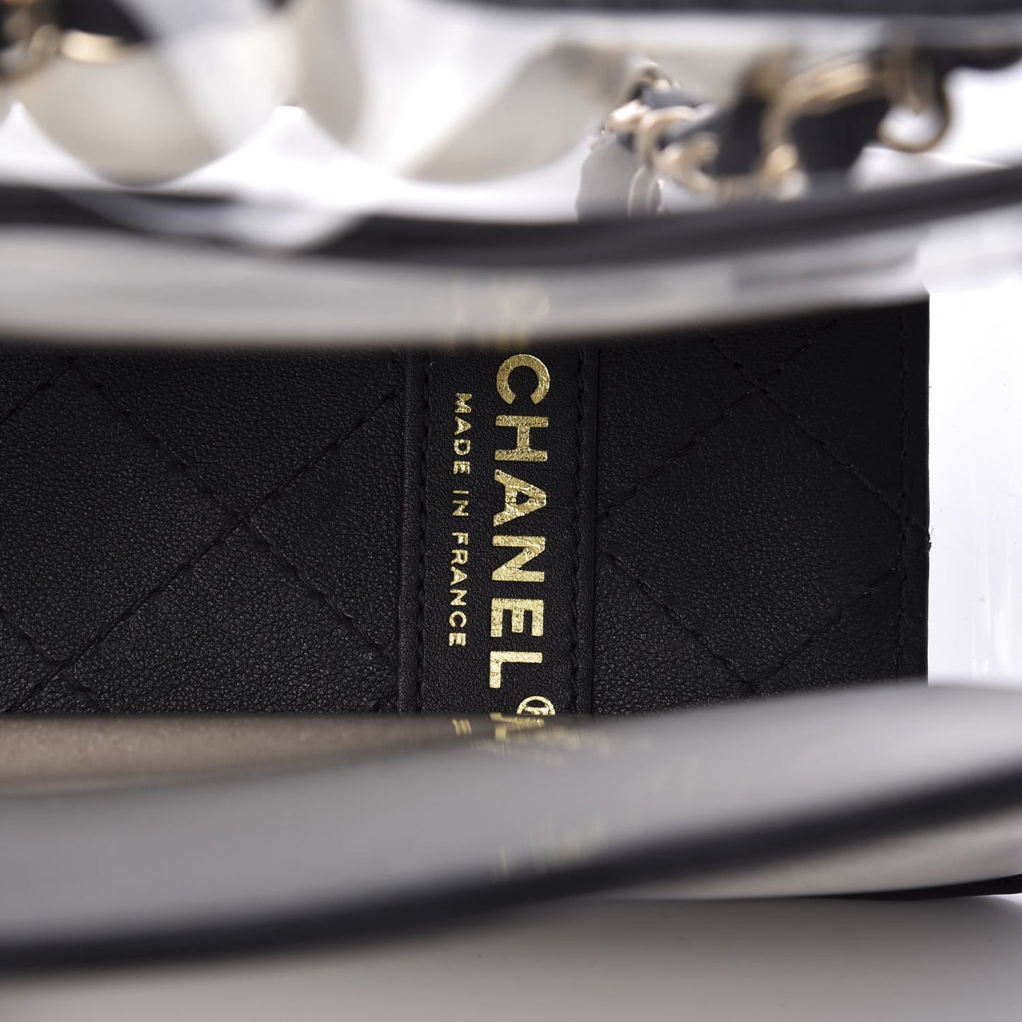 Lambskin PVC Sand By The Sea Flap With Pearl Strap Black