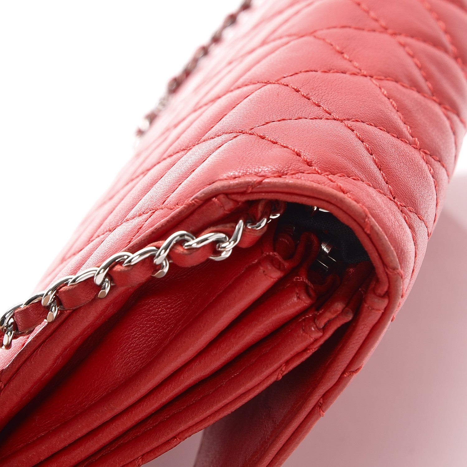 Chanel Lambskin Quilted Chain Clutch Flap Red 12 of 16