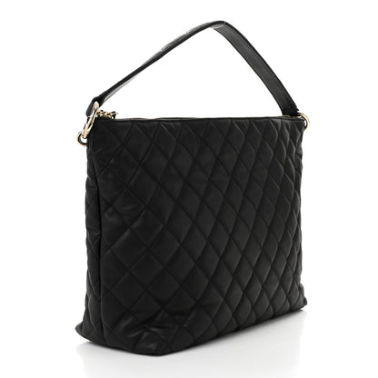 Chanel Calfskin Quilted Large Coco Mellow Hobo Black 3 of 10