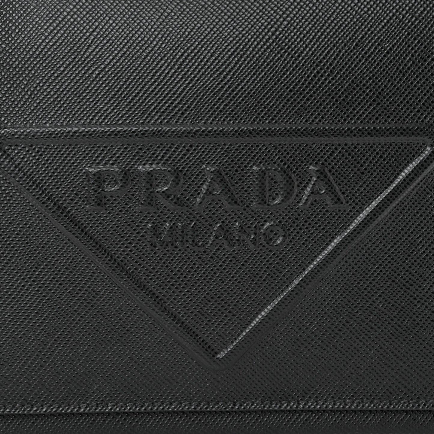 Saffiano Cuir Triangle Logo Embossed Flap Crossbody Black