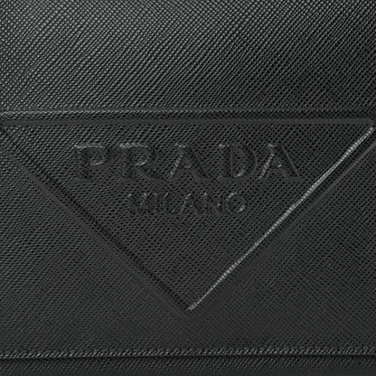 Prada Saffiano Cuir Triangle Logo Embossed Flap Crossbody Black 7 of 9