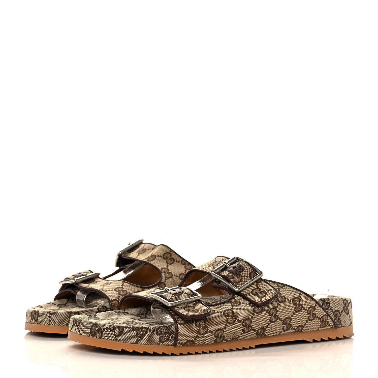 Gucci GG Monogram Lavaredo Eco Fabric Mens Slide Sandals With Straps 12 Beige Ebony Light Brown 3 of 10