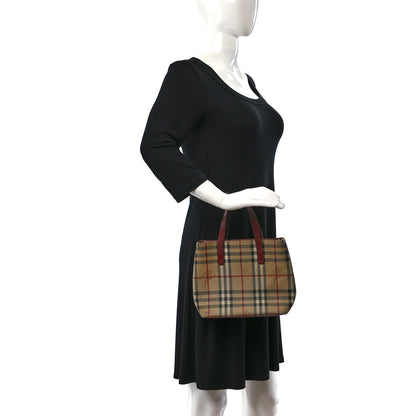 Burberry Haymarket Check Small Tote Red 2 of 20