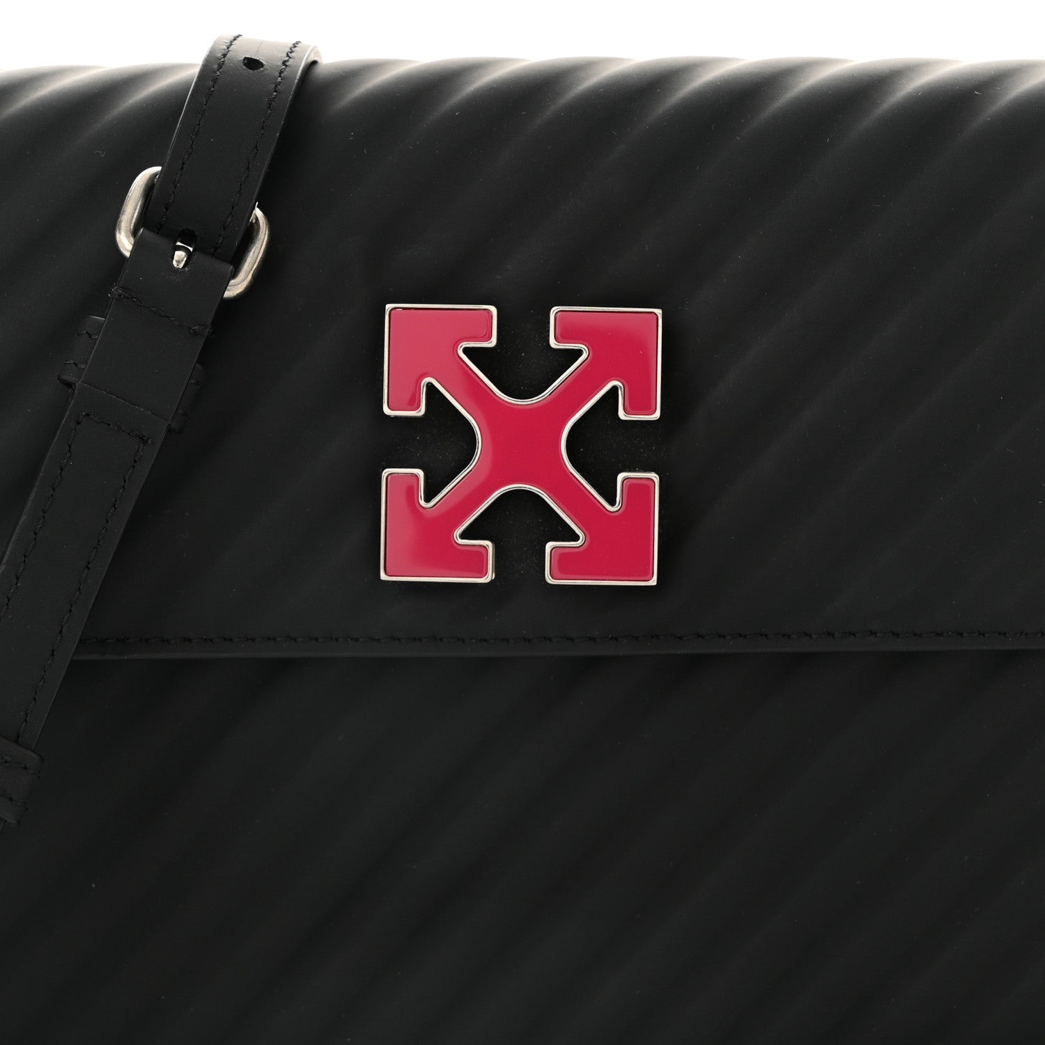 Off-White Calfskin Diagonal Quilted Jitney 2.0 Crossbody Bag Black 7 of 9