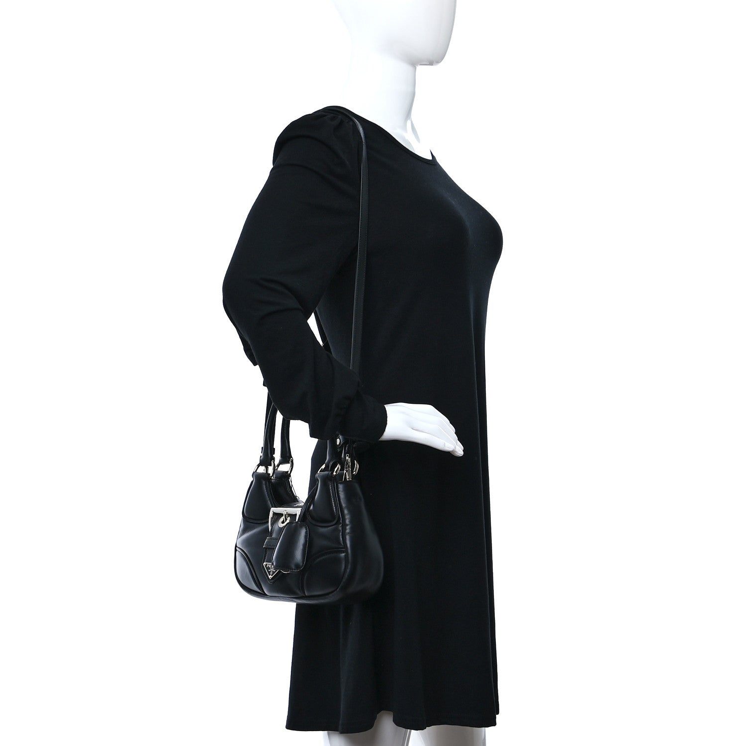 Prada Nappa Soft Padded Re-Edition 2002 Moon Bag Black 2 of 8