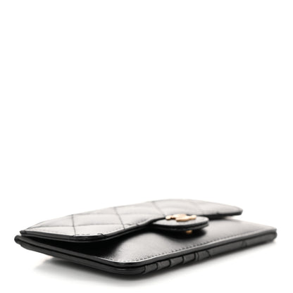 Chanel Lambskin Quilted Flap Zip Card Holder Black 4 of 8