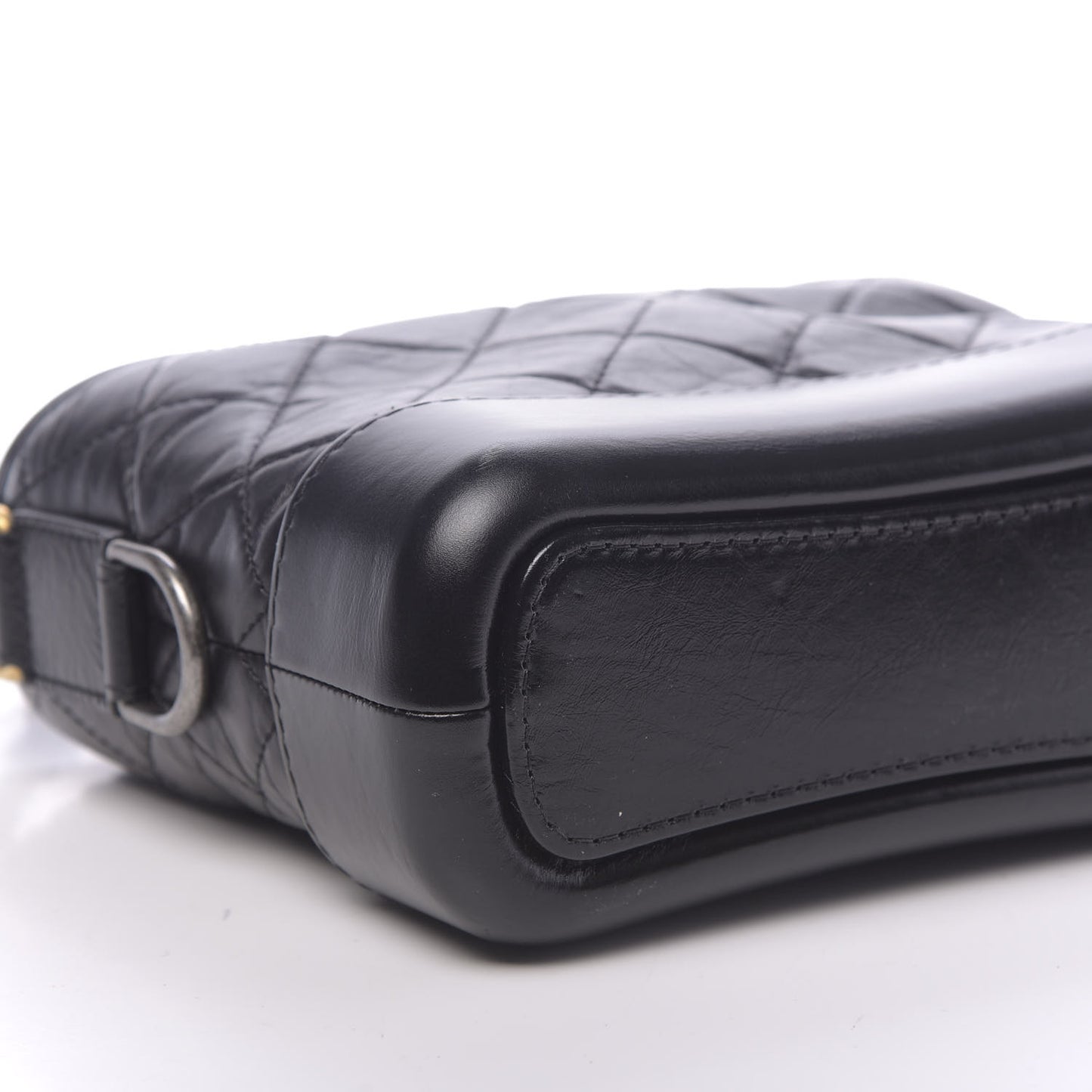 Aged Calfskin Quilted Small Gabrielle Hobo Black