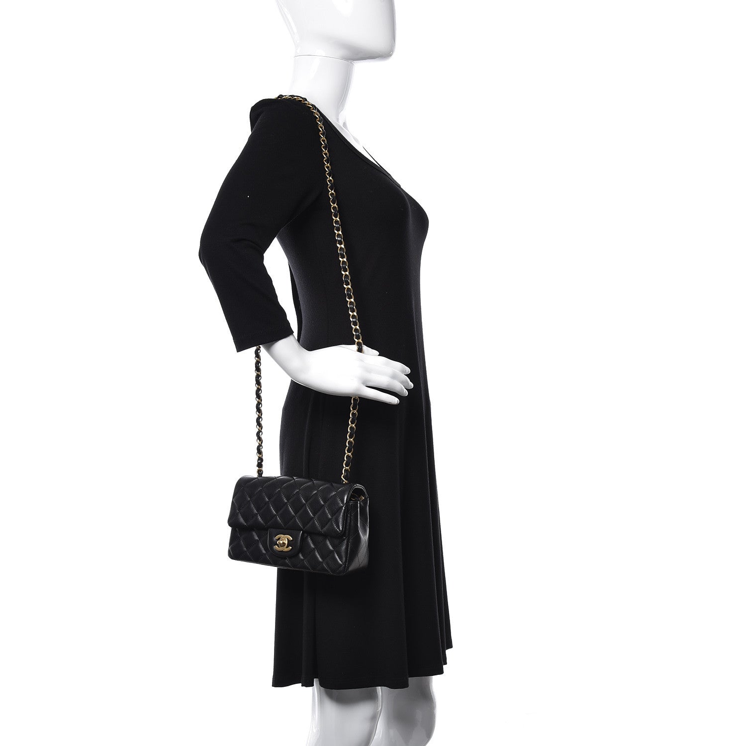 Chanel Lambskin Quilted Mini Rectangular Flap Black 2 of 11