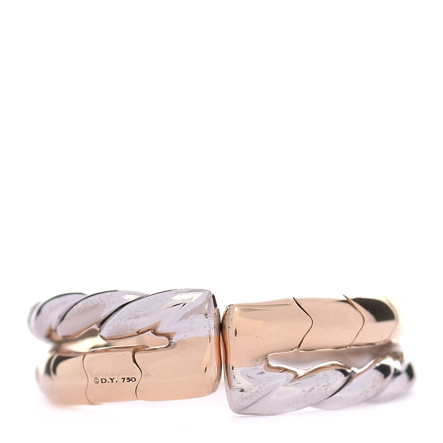 18K Rose White Gold Diamond Paveflex Two Row Ring 52 6