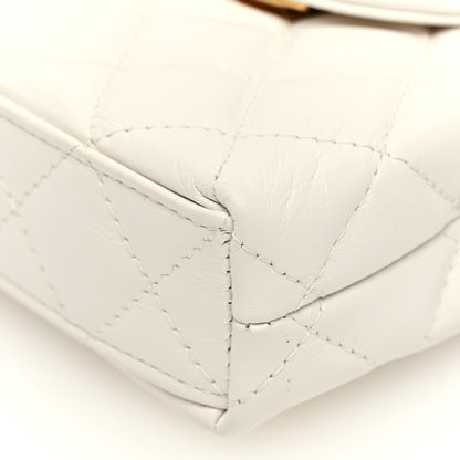 Chanel Shiny Aged Calfskin Quilted Mini Nano Kelly Shopper White 10 of 11