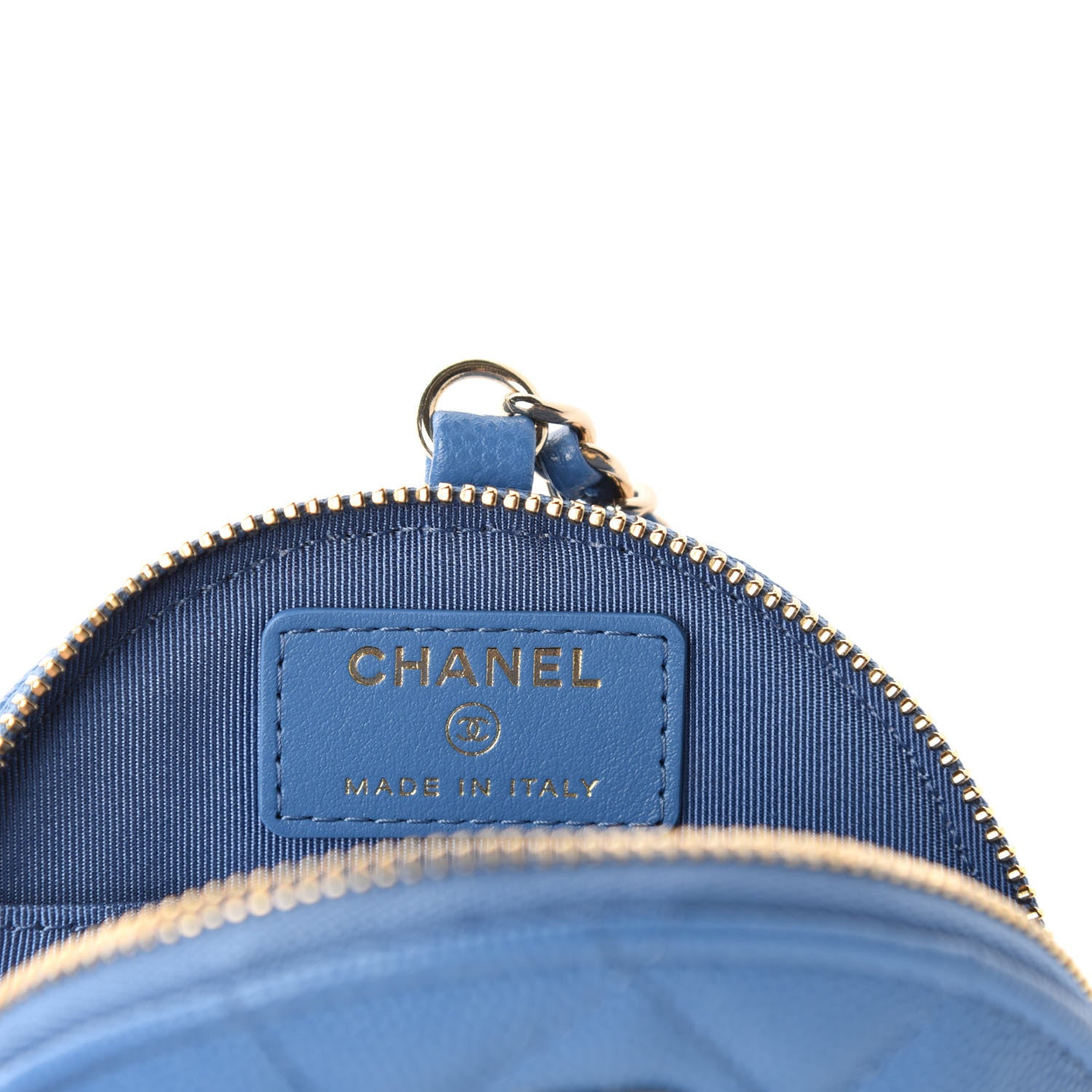 Chanel Caviar Quilted Round Clip On Coin Purse Blue 6 of 8