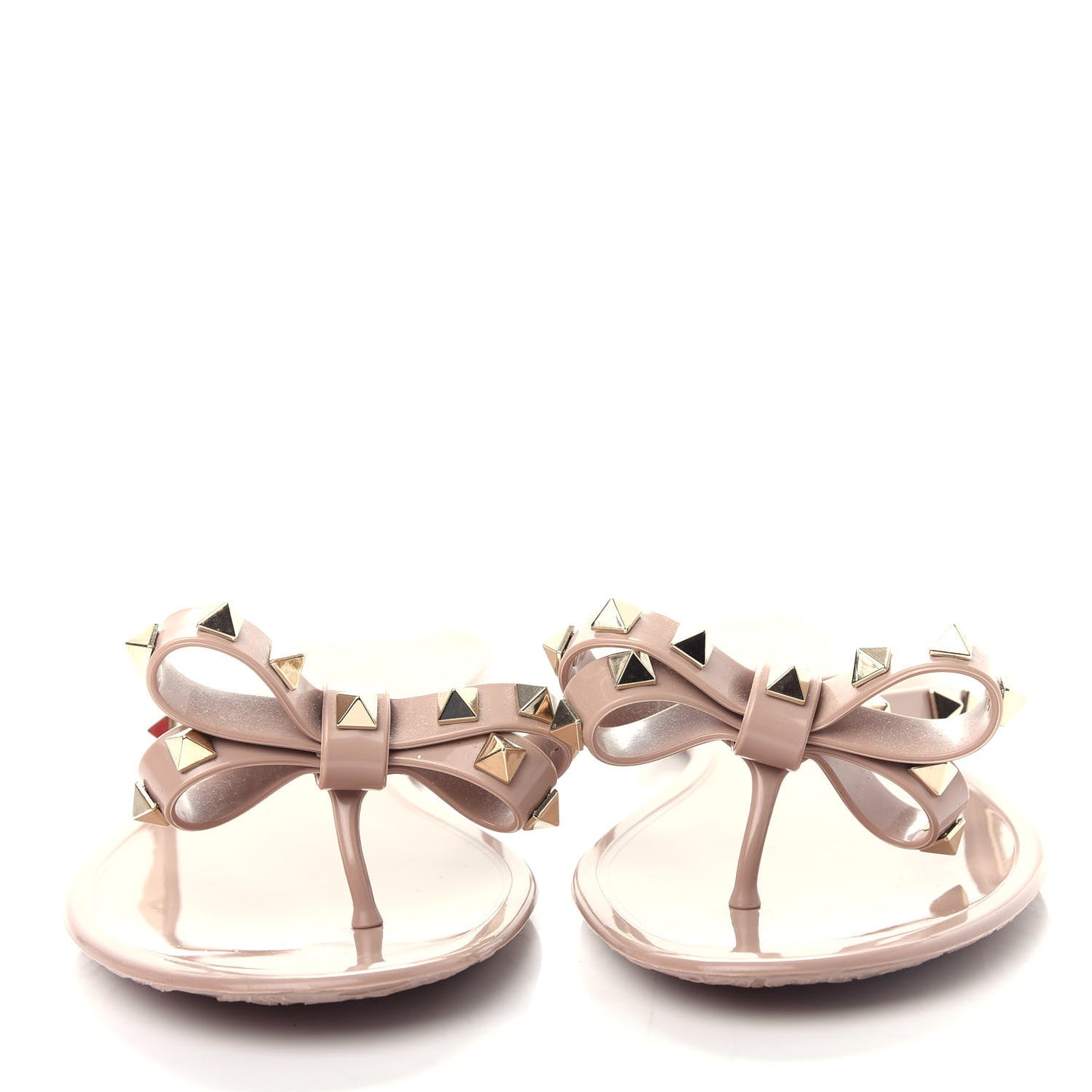 PVC Jelly Rockstud Bow Thong Sandals 39 Poudre