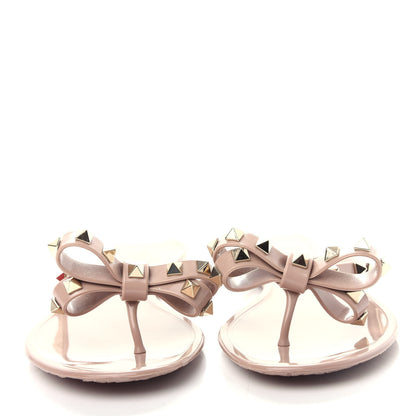 Valentino Garavani PVC Jelly Rockstud Bow Thong Sandals 39 Poudre 5 of 10